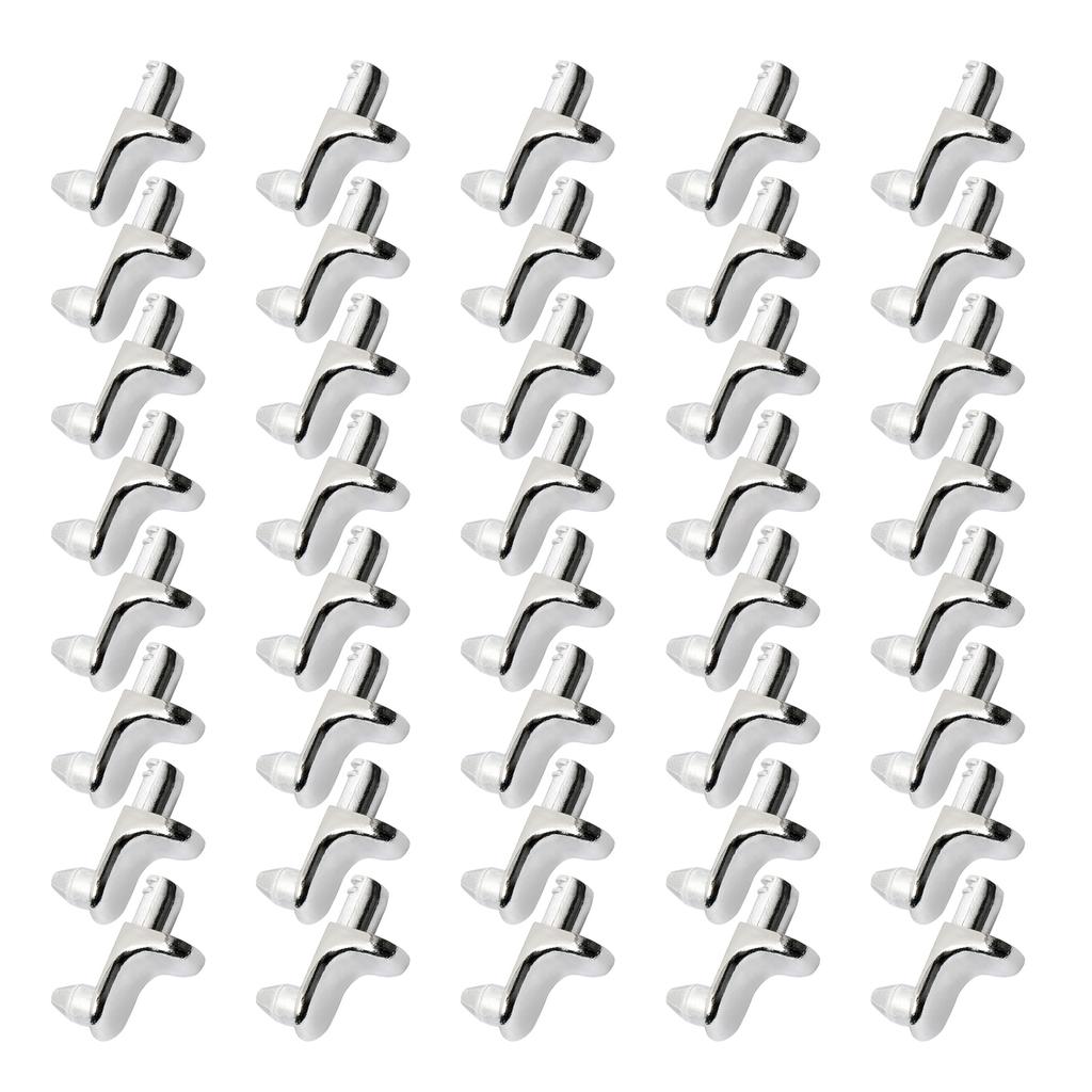 60 Stück Mehrzweck 5 mm Robuste Regalstifte aus Zinklegierung L-förmige Stütze für Schränke und Möbelregale Halterungen