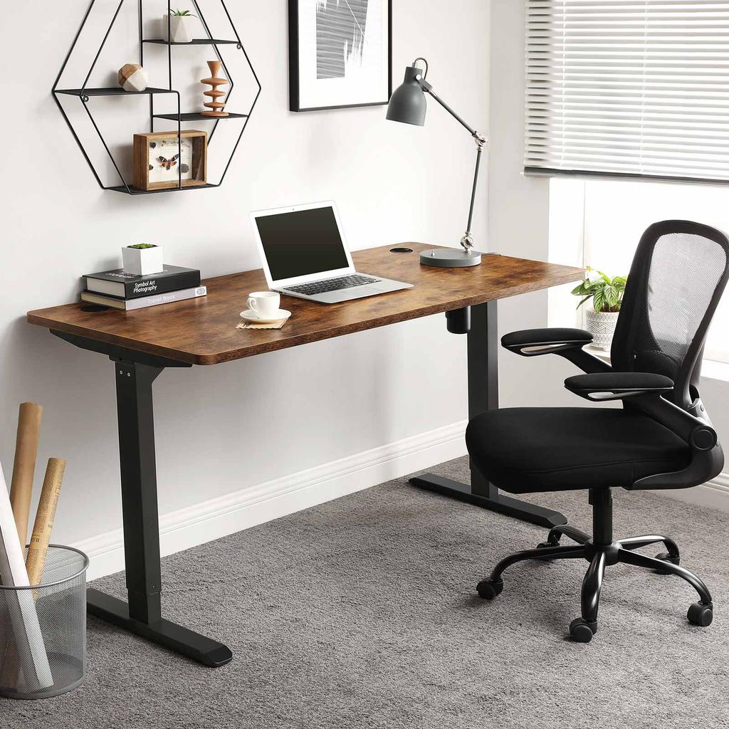 SONGMICS Electric Standing Desk Frame with Motorized Height Adjustment, Adjustable Length, Steel, Black