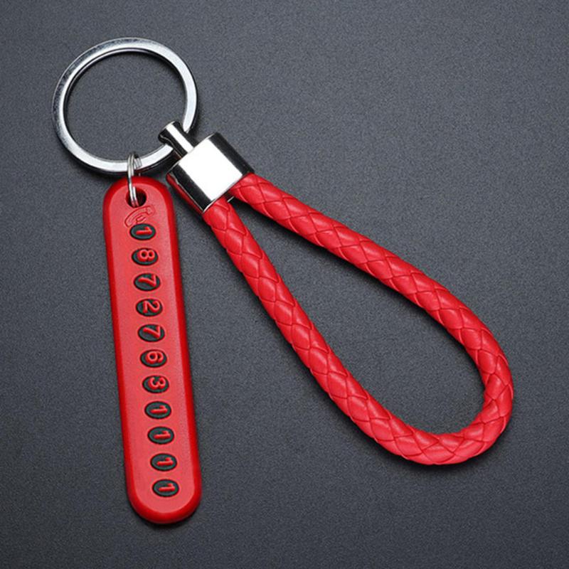 Trendy Diy Mobile Phone Number Plate Pendant Keychain For Men Punk Simple Woven Leather Rope Anti-Lost Car Key Chain Accessories