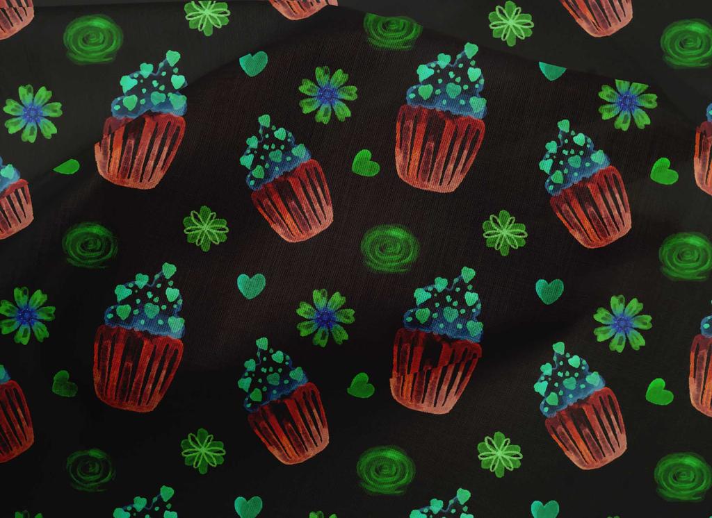 oneOone Cotton Cambric White Fabric Heart,Floral & Cupcakes Fabric For Sewing Printed Craft Fabric By The Yard 42 Inch