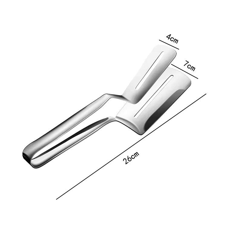 201 Stainless Steel Multifunctional Tongs and Spatula for Steak, Fish, and Barbecue with Oil-Draining Design