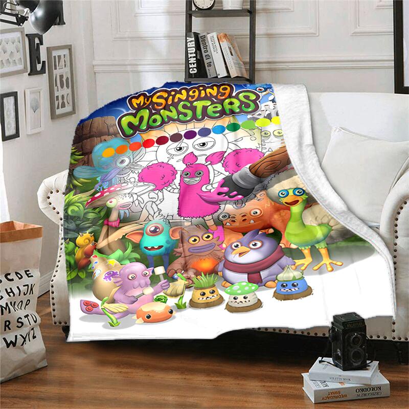 1 Stück Decke My Singing Monsters Aufdruck, Leichte Decke für Sofa, Bett - Weich & Warm, Geschenk für alle Jahreszeiten wie Weihnachten, Halloween