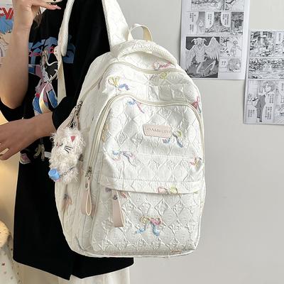 Small Fresh Schoolbag Female Cute College Student Backpack High Value Bow Junior High School Student Versatile Large Capacity Backpack