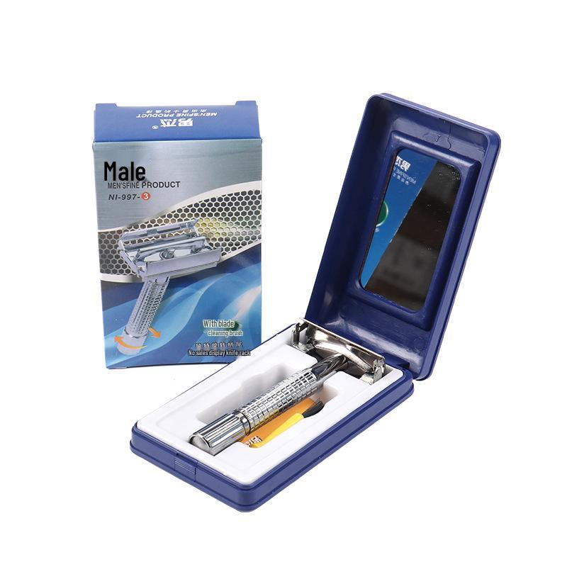 Manjie Manual Razor Box Set with Storage Case - Men's Classic Rotary Blade Holder