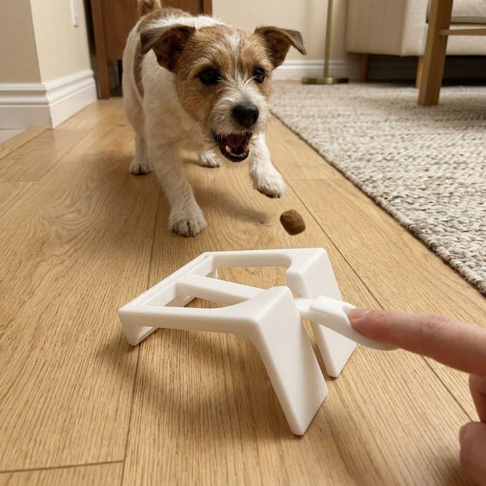 Manual Pet Treat Launcher Toy Enrichment Plastic Interactive Dog Feeding Toy 3D Printing Non Slip Stand Pet Training Reward Toy
