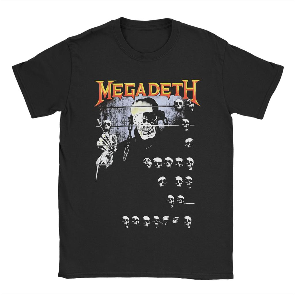 MMegadethed Band T Shirt Mens Cotton Unique TShirt Crew Neck Tees Short Sleeve Tops Big Size