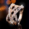 Unique Style Female White Zircon Stone Engagement Ring Vintage Yellow Gold Color Wedding Jewelry For Women