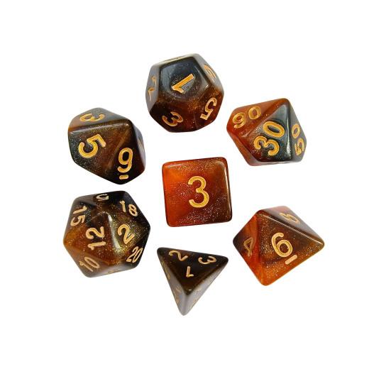 7Pcs/Set Starry Sky Acrylic Multi-side Dice Golden Number D4/6/8/10/12/20 Polyhedral Gaming Dice Prop Adults Family Night Party Board Game Essentials