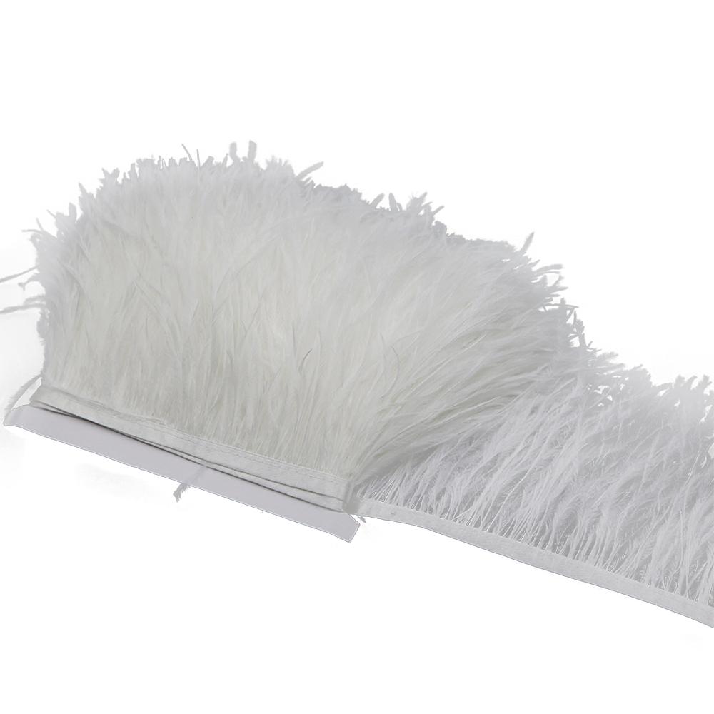 Feder1M Natürliche Flauschige Straußenfederborte Weiß Schwarz Straußenfeder für DIY Bastelband Brautkleid Nähen Kleidung Dekoration 8-10cm