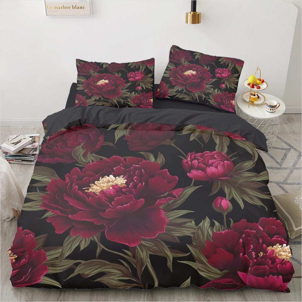 3D Flower Printed Duvet Cover King Twin Queen Double Size Kit Floral Pillowcase  New Wholesale Elegant Bedspread