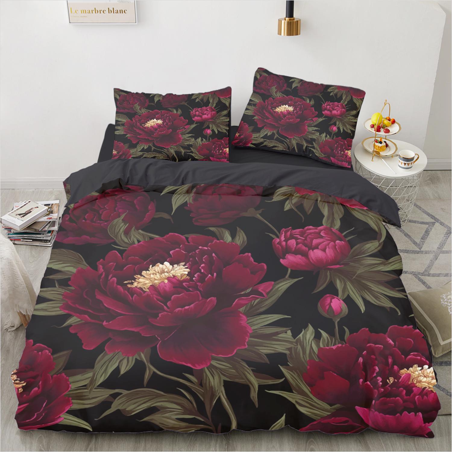 

Пододеяльник с 3D-цветочным принтом King Twin Queen Double Size Kit Floral Pillow Cover New Wholesale Elegant Bed Shelfs EU Double200x200cm
