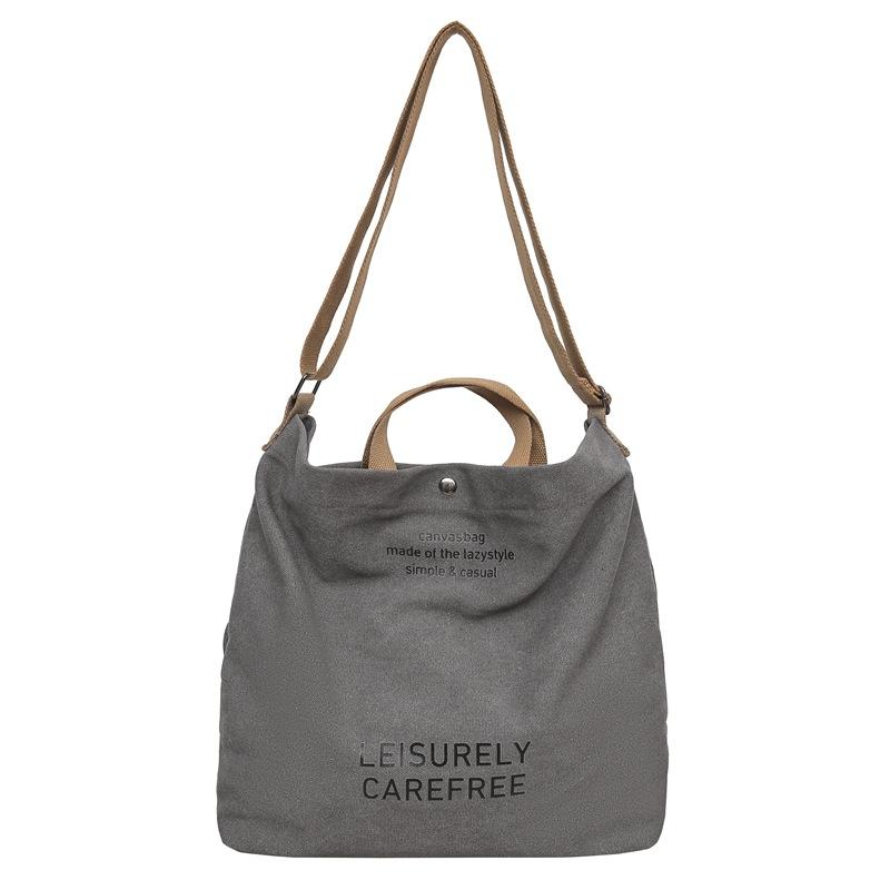 

New Retro Canvas Shoulder Bag, Schoolgirl Trendy and Cool Large-capacity Tote Bag. серый