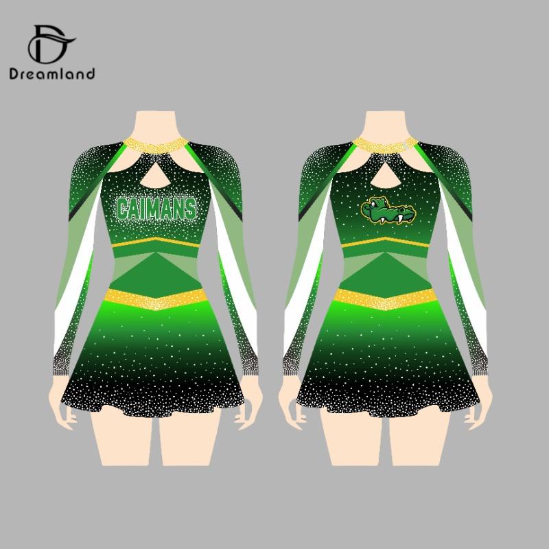 Custom Sexy Cheerleader Skirt  Sublimation Cheer Dance Uniform Custom Rhinestone Cheerleading Uniform Girls&M светло-зеленый