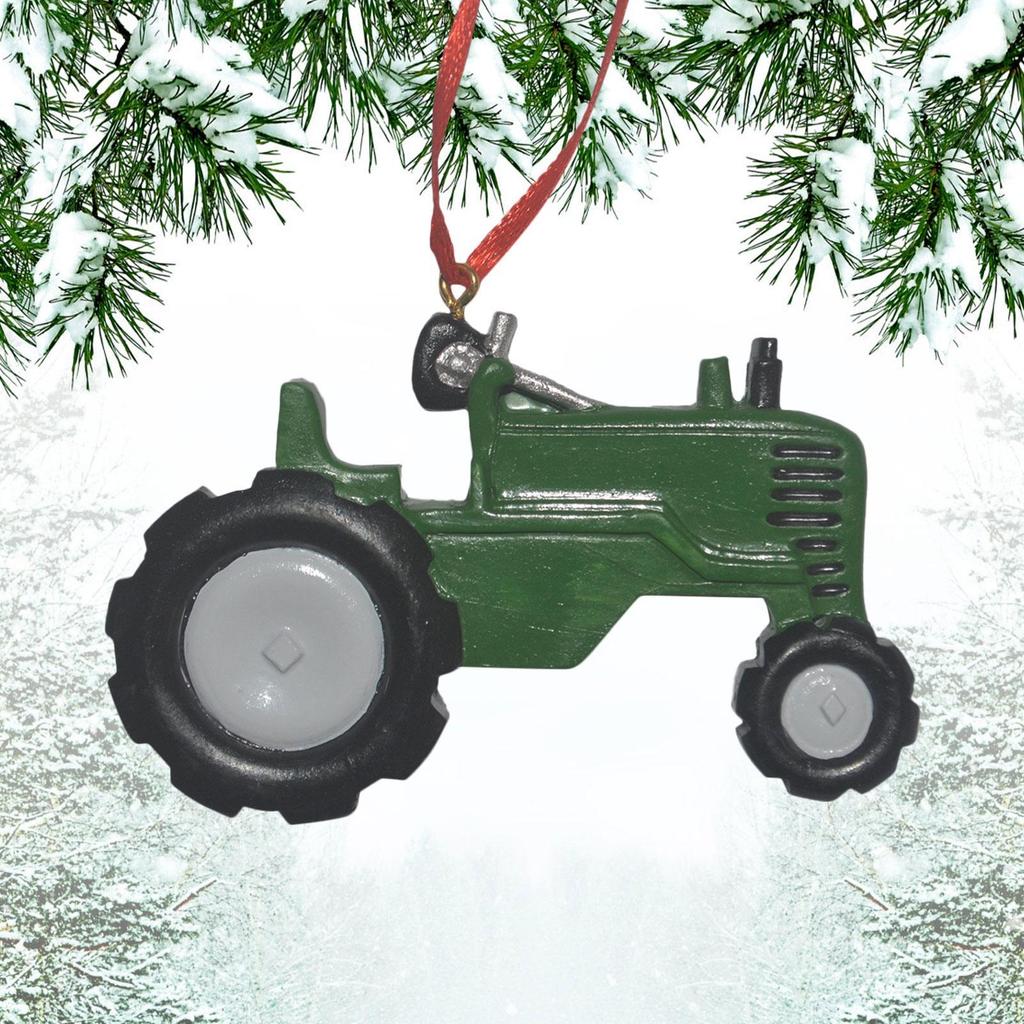 Christmas Tractor Ornament Hangable Christmas Tree Resin Tractor Charm Festival Craft Rustic Decoration For Garden Farm Hotel