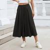 Women's Fashion Color Loose Wide Leg Pants Elastic Waist Pockets High,Waisted Skirt Pants