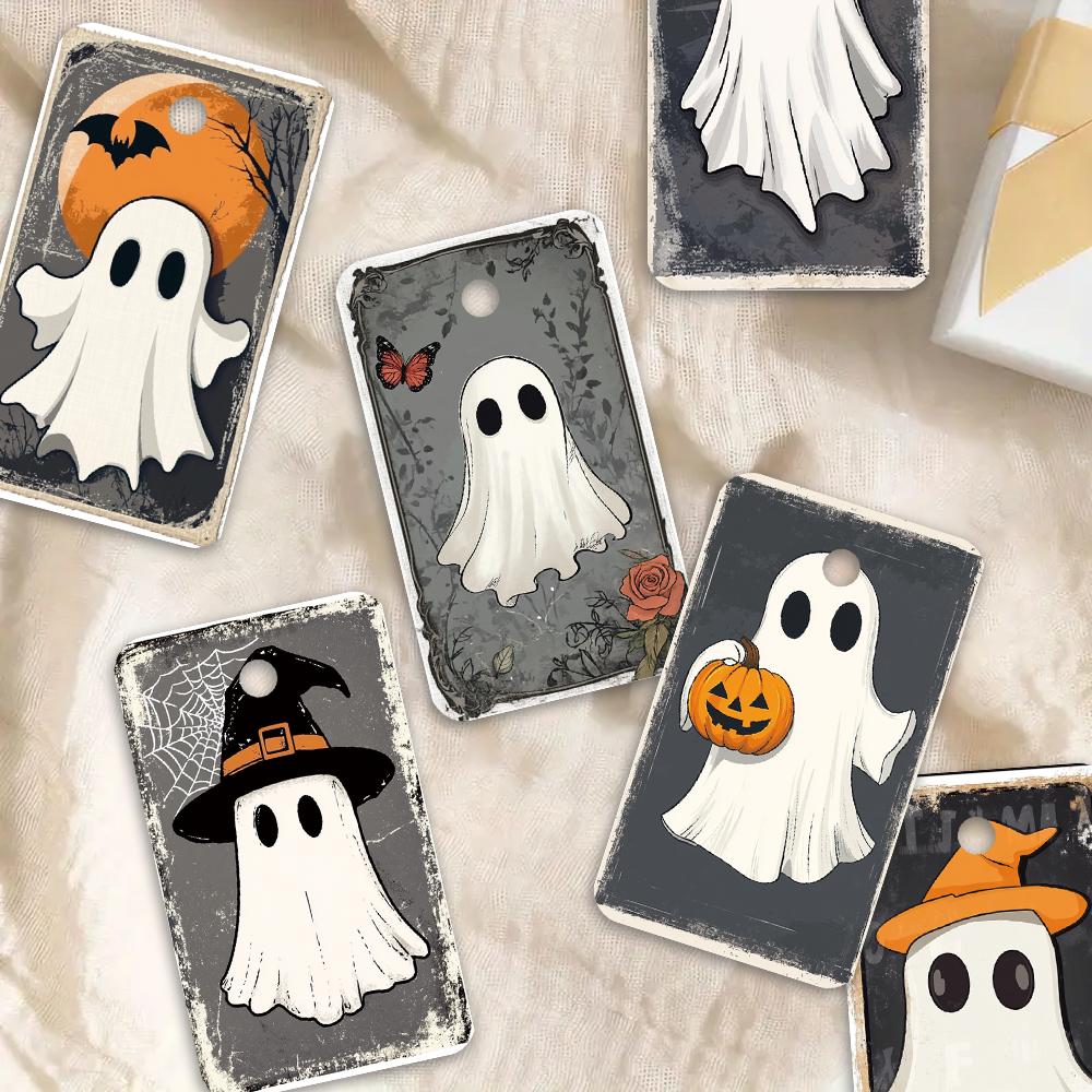 40pcs, Halloween tags, hang tags, gift tags, party decorations, DIY, holiday home decor, party cards, ornaments, jute rope