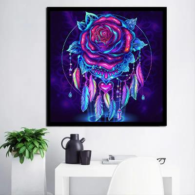 5D-Diamantgemälde zum Selbermachen, Blumen und Federn, Diamant-Stickerei, komplettes Anime-Kreuzstich-Set, Heimdekoration, handgefertigtes Geschenk