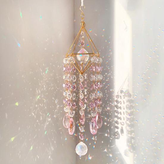 Faux Crystal Suncatcher Wind Chimes for Outside, Prisms Window Hanging Rainbow Maker for Garden Home Indoor Outdoor Decor