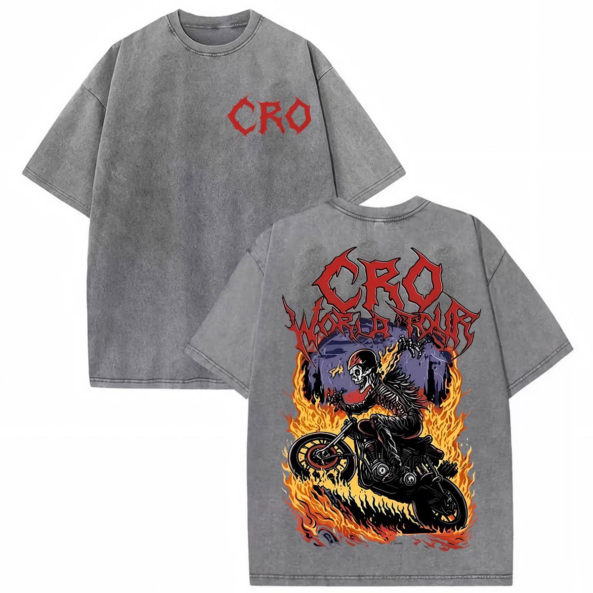 

Rapper CRO Album World Tour Classic Cover Tshirts Mens Clothing Fashion Vintage Hip Hop T Shirts Washed Short Sleeve Tshirt S