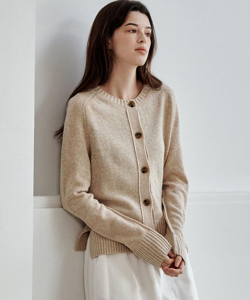 MALOUPE 8102 Raglan Knit Cardigan (Beige)