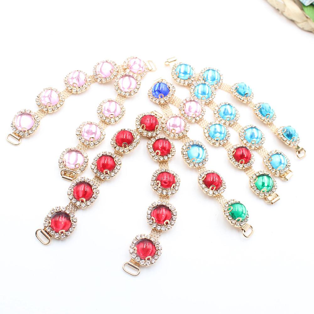 1 piece of multi-color side 115mm rhinestone shoe buckle clothing bikini chain DIY beach flip flops clothing decoration chain