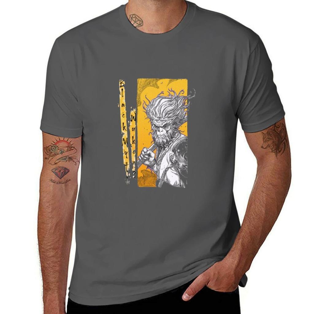 Black Myth Wukong Fanart Characters Tshirt Basic Simple Casual Short Sleeve Tee
