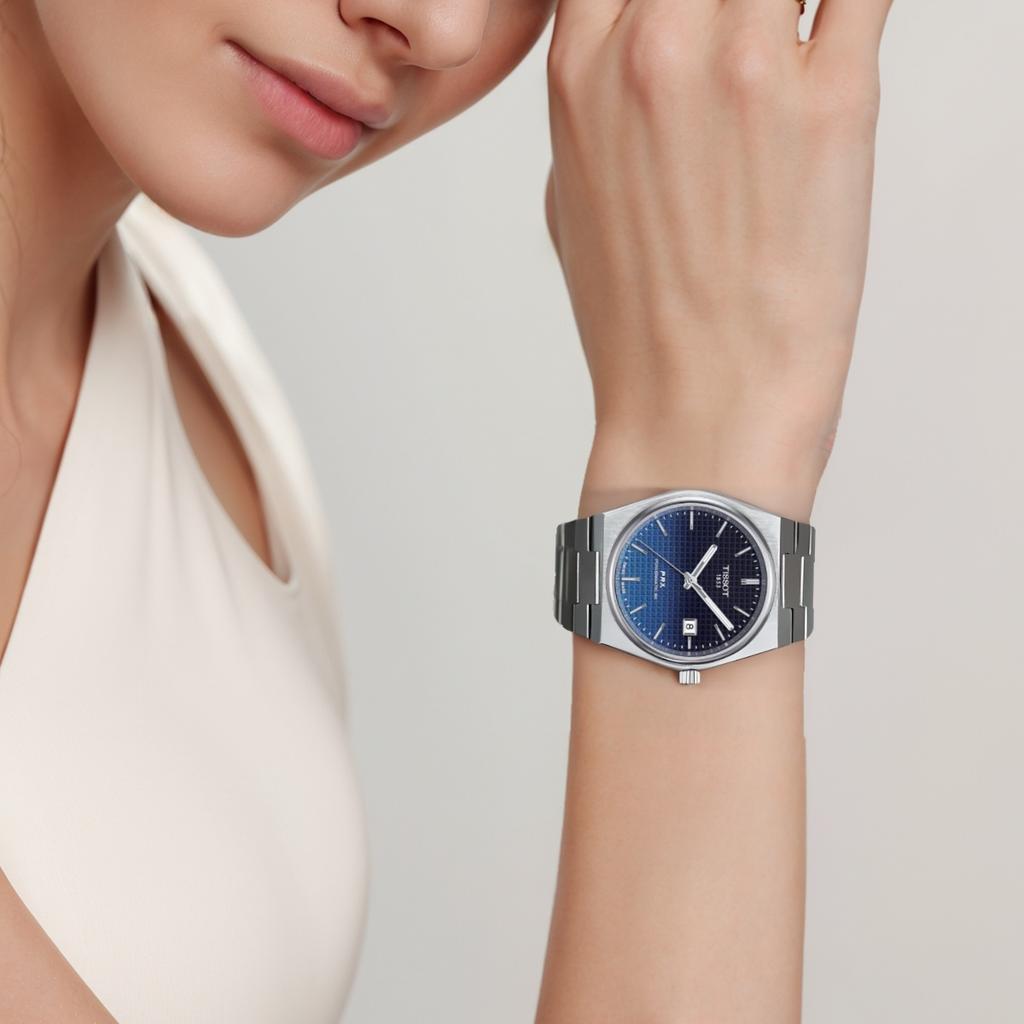 TISSOT PRX Automatic Mechanical Movement 100m Water Resistance Unisex Watch 40mm Blue Dial Stainless Steel Case T137.407.11.051.01