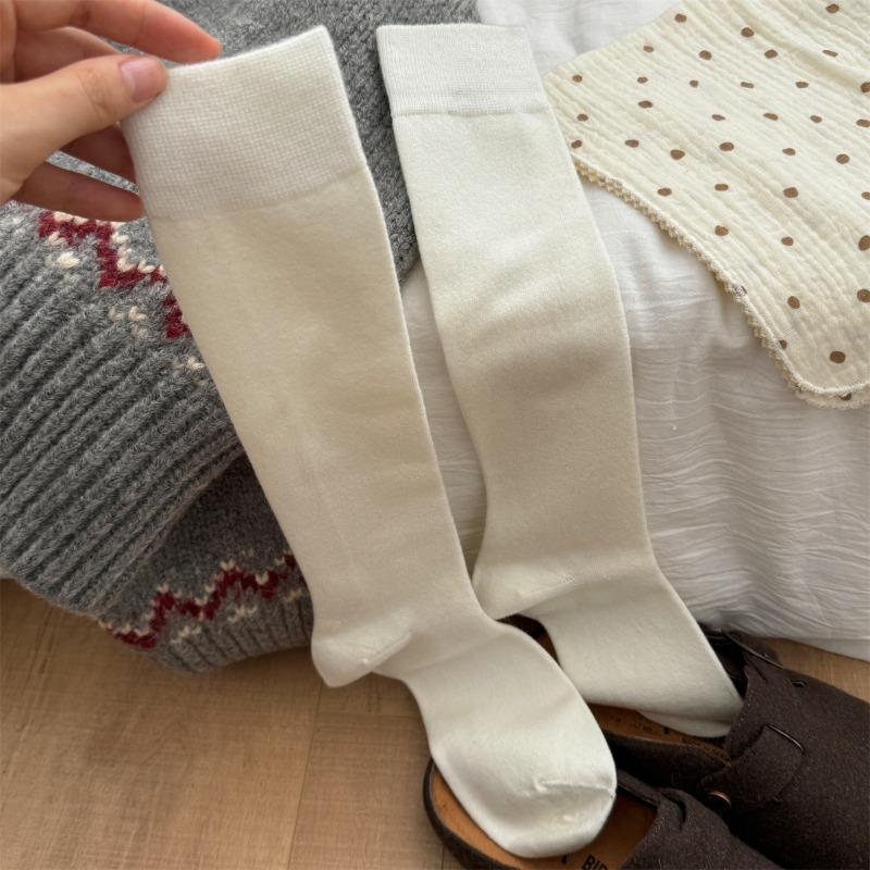Soft and Glutinous Wool Calf Socks for Winter Warmth, Boneless Long Stockings, Solid Color Versatile Socks for Women
