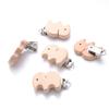 1Pcs Cute Animal Style Wood Natural Pacifier Chain Anti-Drop Beech Wood Dummy Clip DIY Essential Nipple Chain Accessories