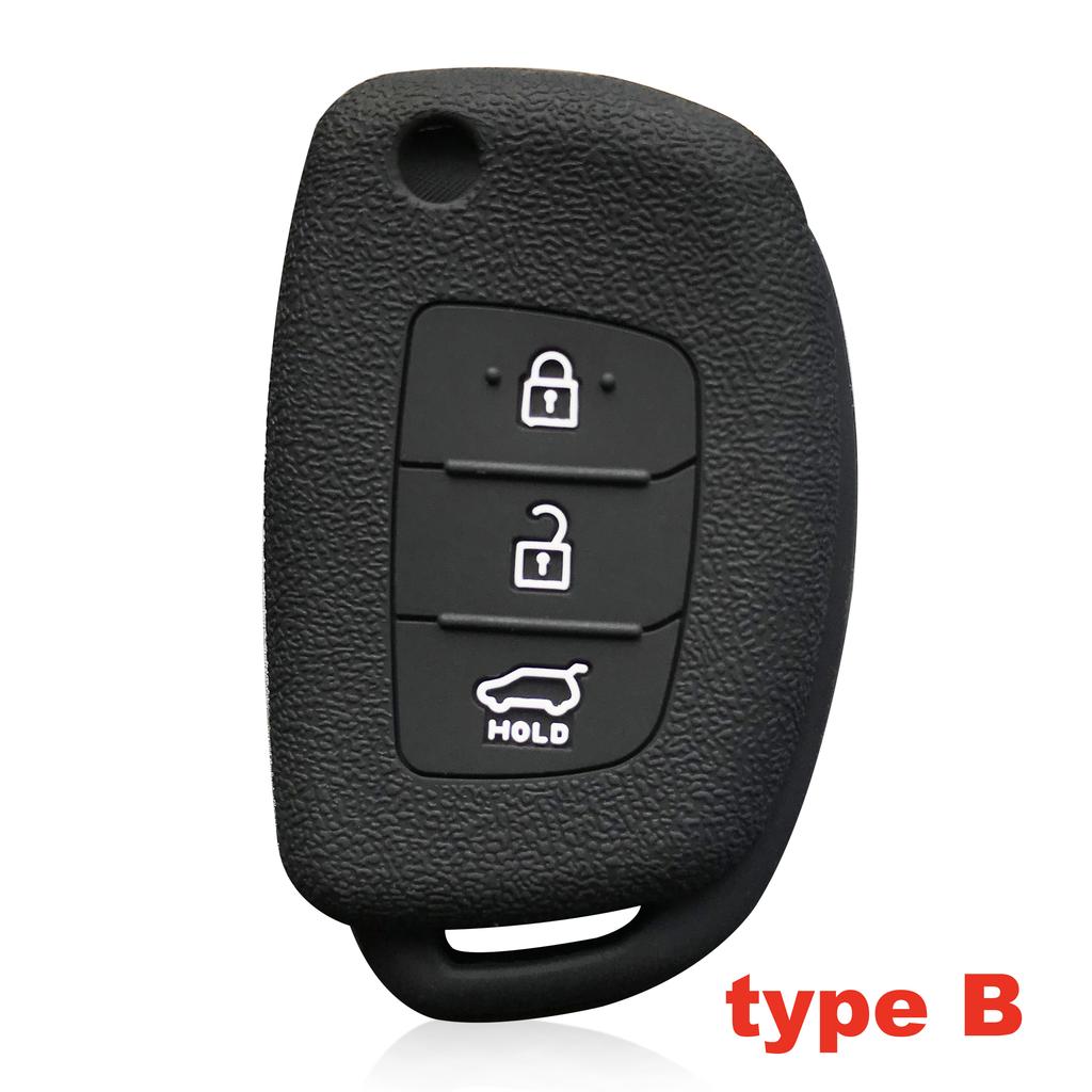 Key Case for Hyundai Accent Ix25 Tucson Ix35 2014 Elantra Creta Verna I40 I10 Solaris 2015 2016 2021 3 Button Silicone Key Cover