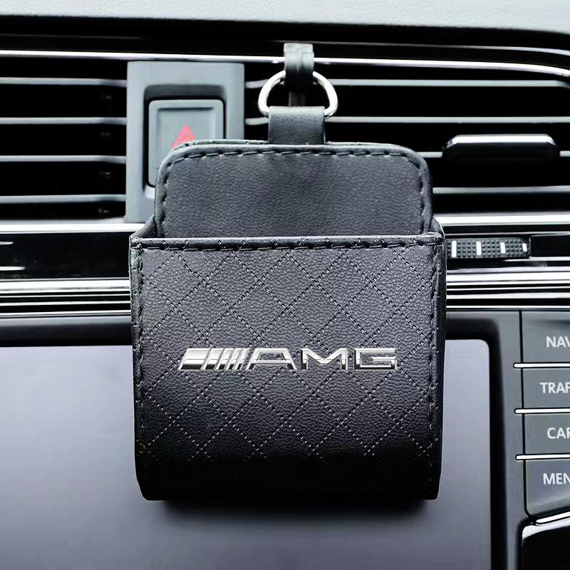 1Pcs Car Air Outlet Storage Box Phone Glasses Organizer Car Goods For Mercedes Benz AMG W212 W205 W246 W176 W213 GLC GLE GLS ML Welcome Laser Logo