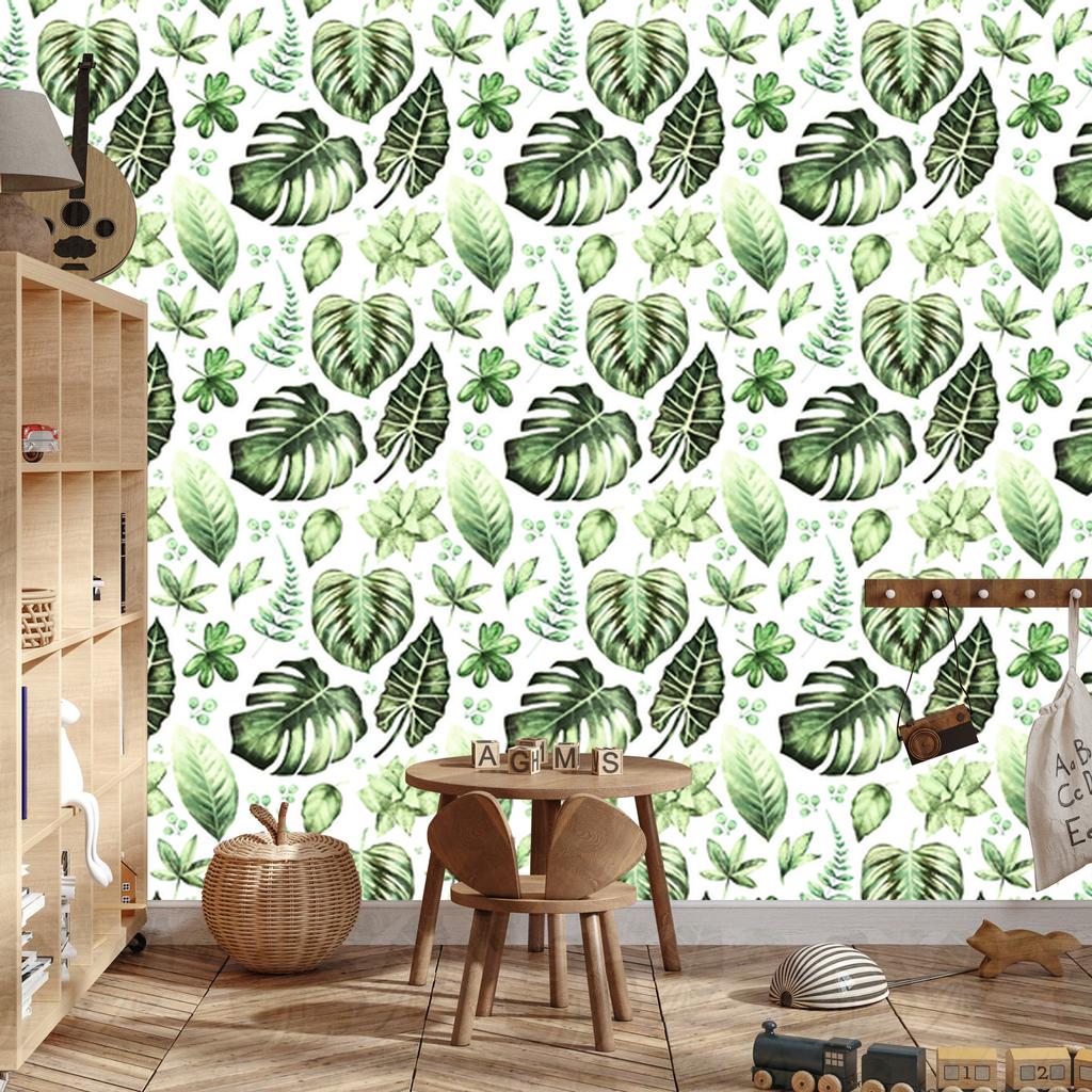 Tropical Leaves Green Wallpaper for Living Room and Bedroom 50x1000