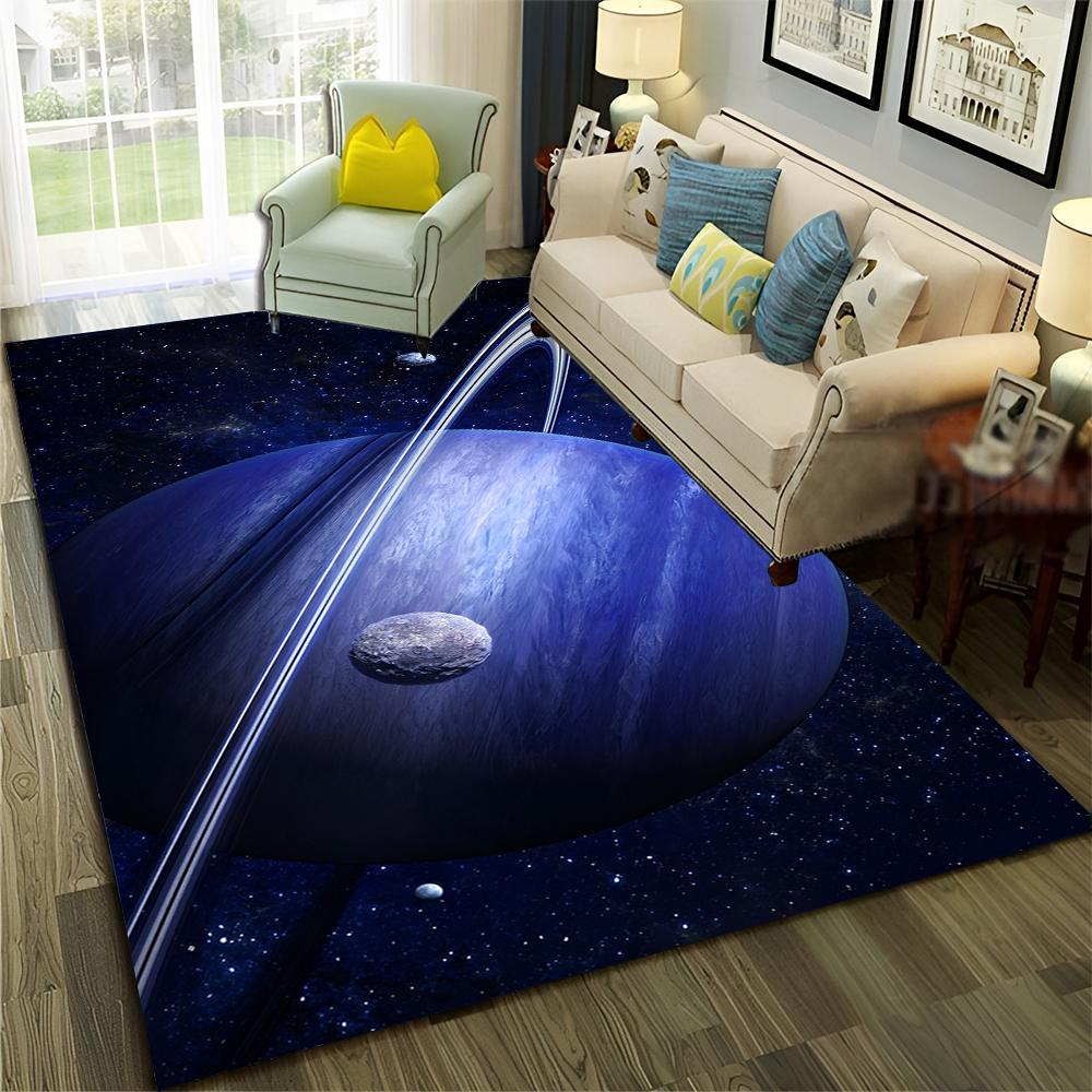 3D Univers Weltraum Galaxie Planet Stern Teppich Teppich für Zuhause Wohnzimmer Schlafzimmer Sofa Fußmatte Dekor,Kinderbereich Teppich Rutschfeste Bodenmatte