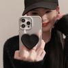 Black heart-shaped stand17promax iPhone Case iphone16Advanced Sense11Applicable12Electroplating15Soft