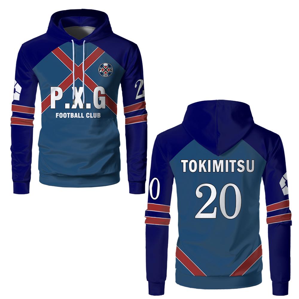 Uniforme de jersey de anime japonês Blue Lock PxG time Rin, cinco peças, camisa esportiva de um lado, jersey de futebol com capuz, cosplay
