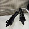 Red Buckle Decorate Stilettos Dress Shoes Women Point Head Closed Toe Slingbacks Sandal New Chic High Heel Shoes for Woman Pumps