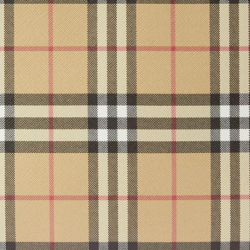 Burberry Detachable Strap Zipper Plaid Faux Leather And Cotton Clutch Bag Men clutch Beige 80656291