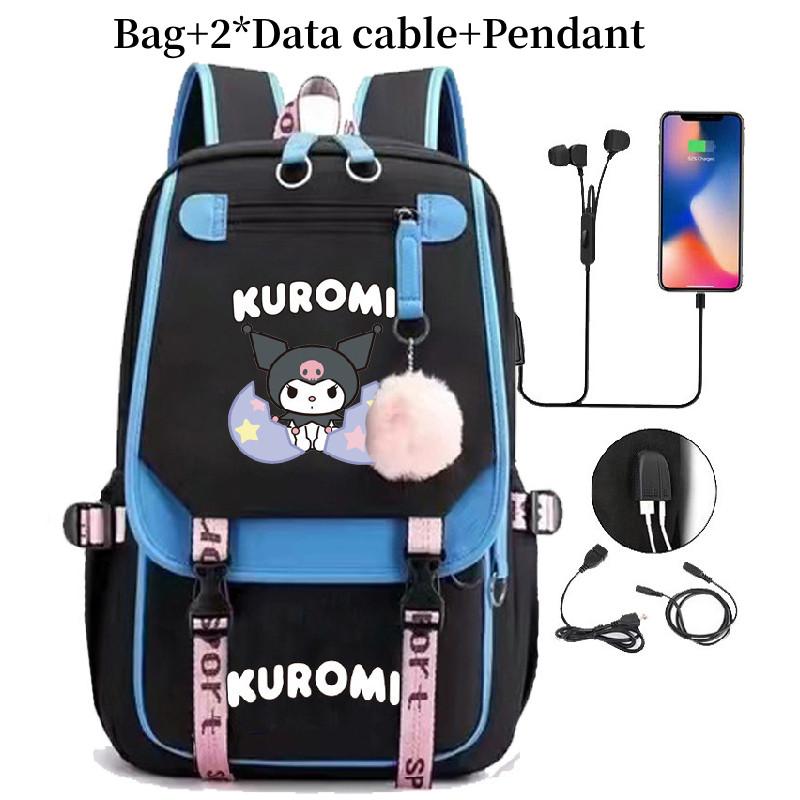 Kuromi Student Backpack With Usb Charging Port For Casual Travel And School Use