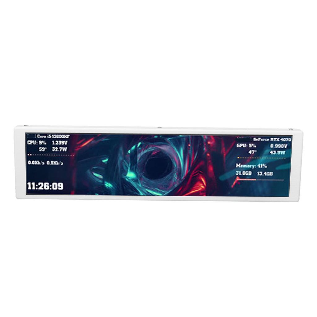 9.2in Computer Case Secondary Screen Landscape Portrait Mode Dynamic Video Theme FHD 1920x462 PC CPU GPU Temperature