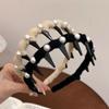 Solid Color Pearl Wave Headband Beads Face Wash Hairband Portable Plastic Hair Band  Makeup