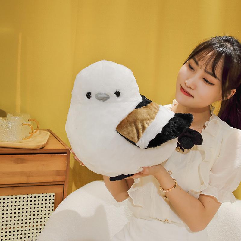 Cartoon Hairy Long-Tailed Tit Doll Plush Toy Sparrow Doll Home Sofa Pillow Cushion Rag Doll