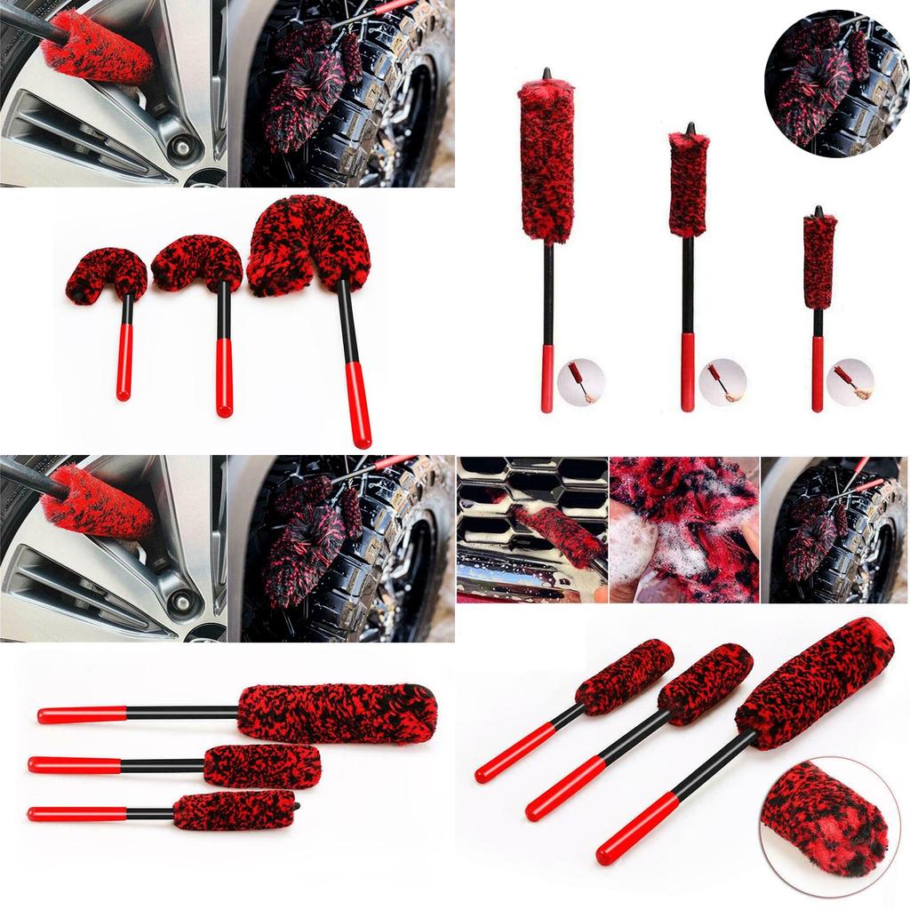 3pcs Luxury Super Plush Soft Car Rim Cleaning Brush Tool Kit High Quality