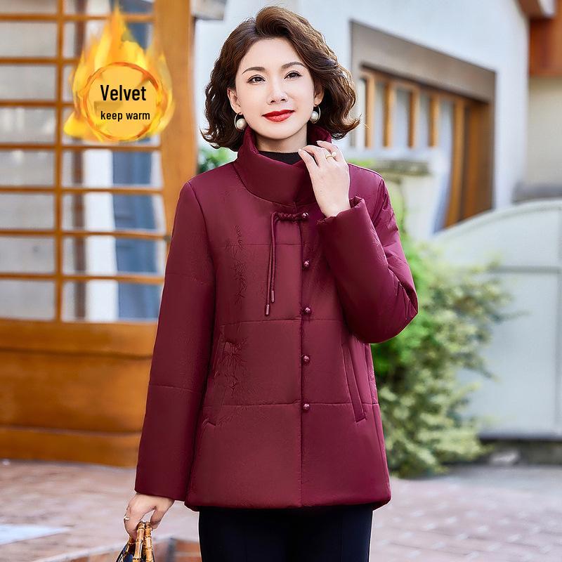 

Middle-Aged and Elderly Women s Warm Stand-Collar Cotton Jacket - Winter Coat for Ages 40-60 XL (recommended for 48-55 kg)
