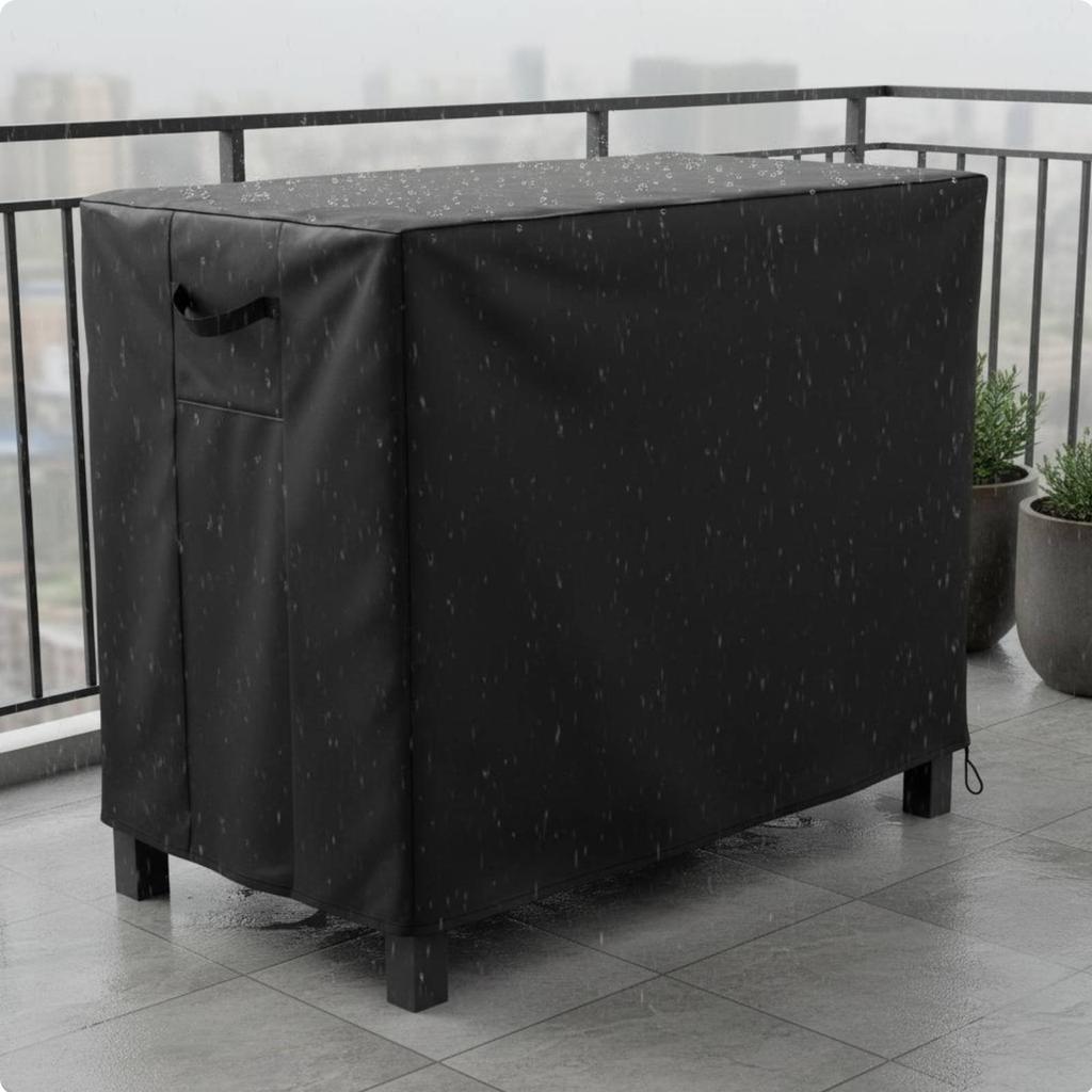 Waterproof Dirt Cover Dustproof Outdoor Table Cover Patio Furniture Protector Sun Protection Drawstring Closure for Balcony