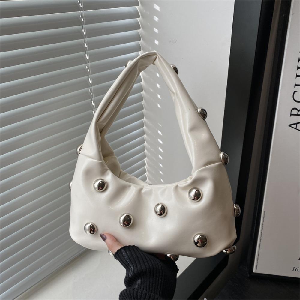 

Cross Body Rivet Underarm Bag Punk Style Women s Handbag Fashion Rivet Shoulder Bag Girls белый