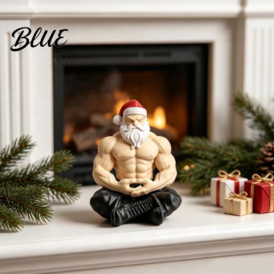 Yenilikçi Noel Baba Heykeli Kaslı Figür Komik Eğlenceli Reçine Güçlü Heykel İlginç Noel Masaüstü Süsü Koleksiyonluk Masaüstü için
