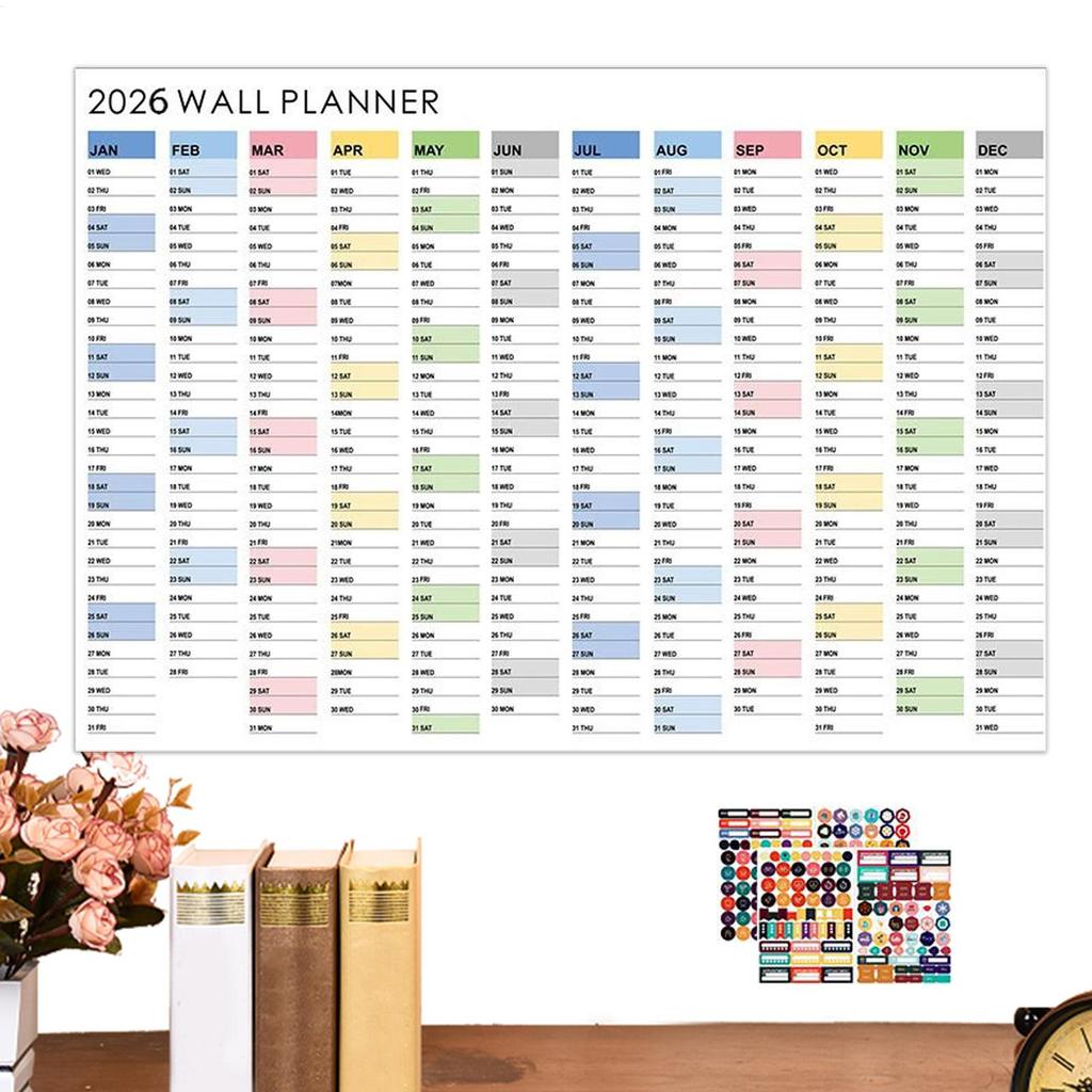 Wall Poster Calendar 2026 Year Wall Calendar Flexible Excellent Year Planner Wall Calendar 365 Days Wall Calendar For School