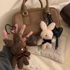 Fluffy Plush Rabbit Keychain Soft Stuffed Backpack Pendant Bunny Bow Key Chain Birthday Gift