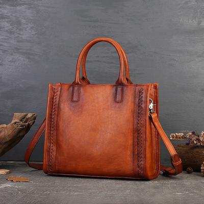 Borsa da donna in vera pelle, semplice, tinta unita, vintage, borsa a tracolla in pelle di mucca di alta qualità