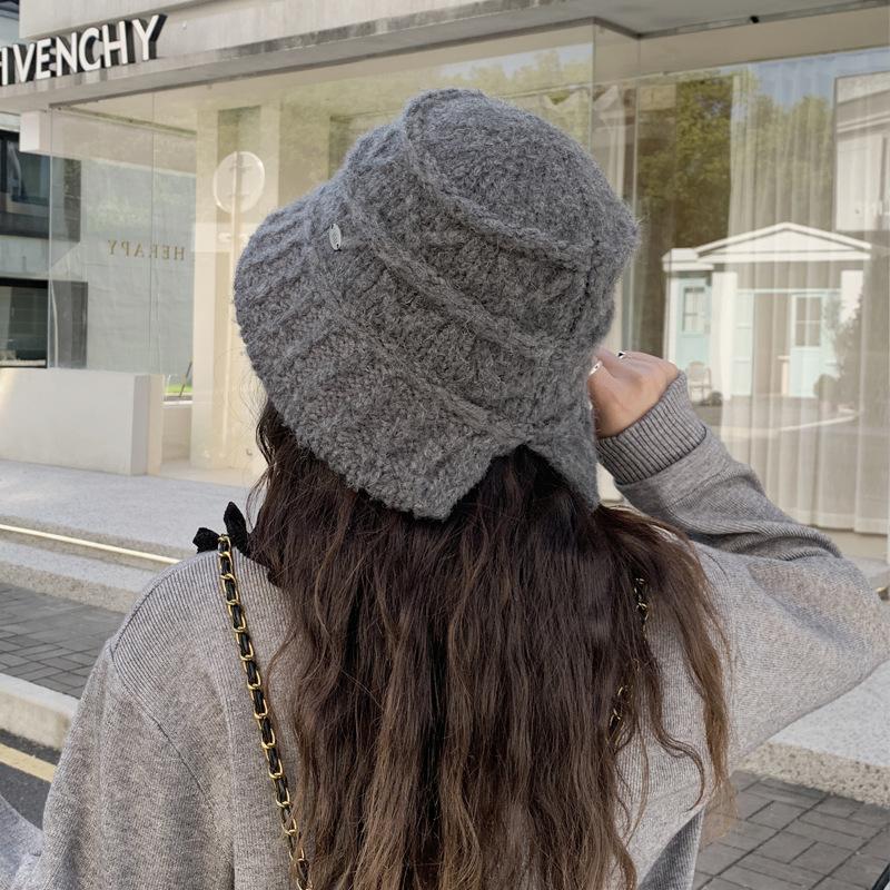 Autumn And Winter Retro Knitted Bucket Hat Mixed Color Texture Warm Basin Hat Fashion Casual Show Face Small Versatile